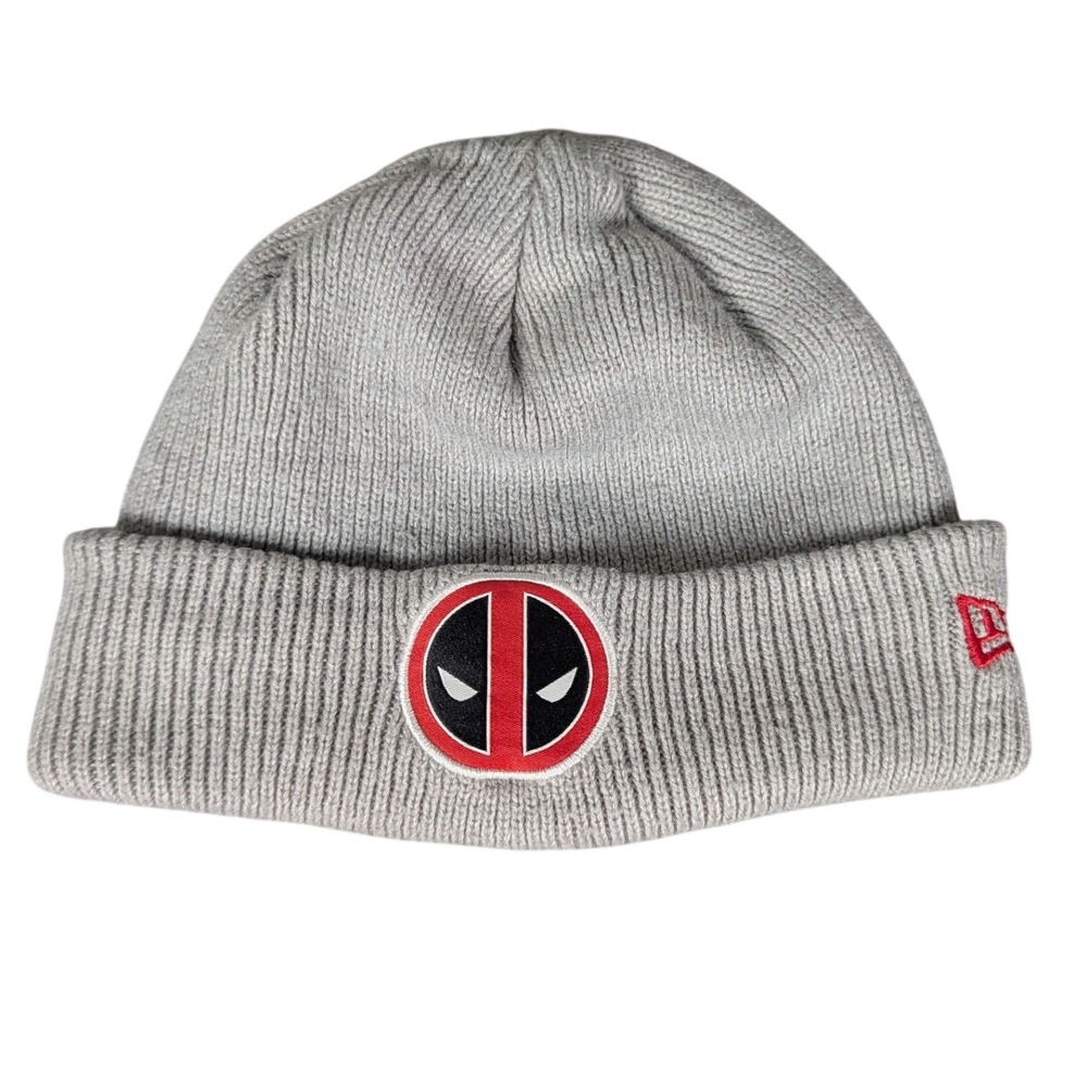 New Era Deadpool Beanie Hat Mens OSFM Gray Marvel Comics Knit Cuffed Excellent